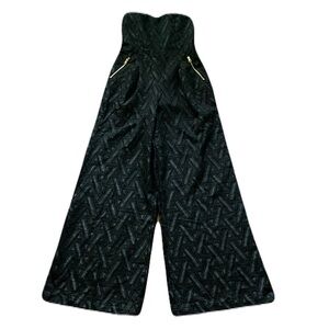 NWOT Banjul Black Sheer Strapless Wide LegOveralls  Size S